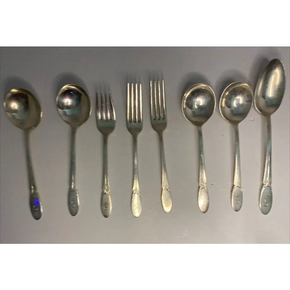 Vtg 1847 Rogers Bros Silverplate IS Replacement 8pc Set Restore Repurpose S Mono